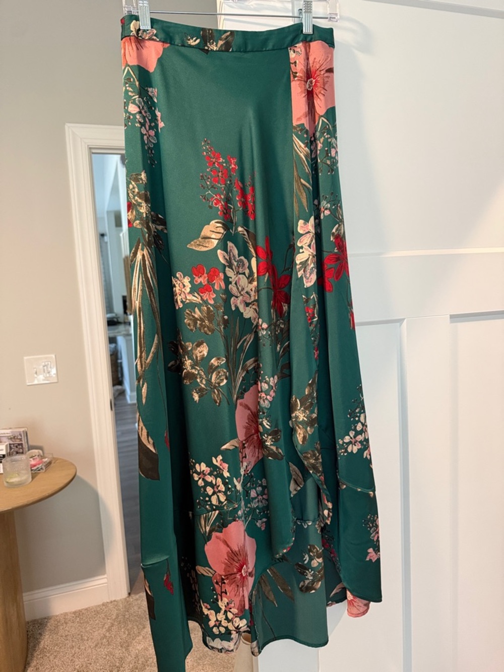 Lulu's Emerald Green Floral Maxi Skirt